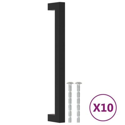 Manere de dulap, 10 buc., negru, 192 mm, otel inoxidabil foto