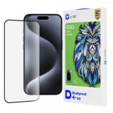 Folie de protectie Ecran Lito D+ Pro Dustproof pentru Apple iPhone 15 Pro, Sticla Securizata, Full Glue, Neagra