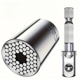Cheie tubulară universală reglabilă 7-19mm, multifuncțională, cu adaptor &ndash; oțel, finisaj lucios