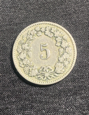 Moneda 5 rappen 1879 Elvetia foto
