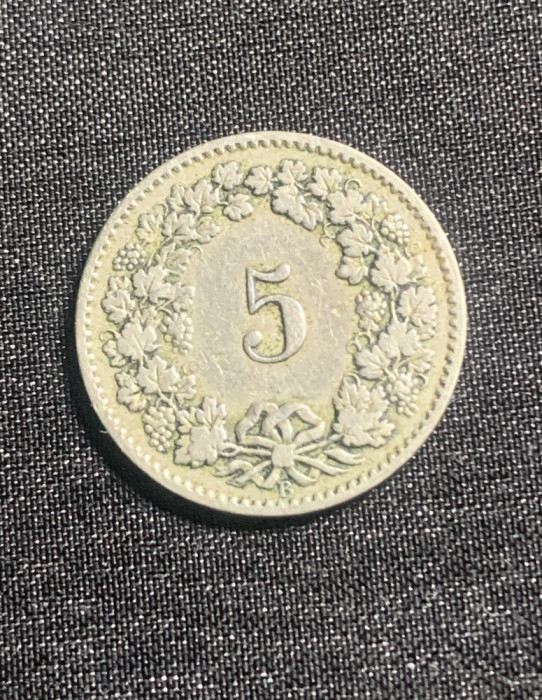 Moneda 5 rappen 1879 Elvetia