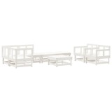 Cumpara ieftin Set mobilier relaxare gradina, 8 piese, alb, lemn masiv de pin