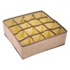 Organizator Sertare Textil 16 Compartimente Maro-Bej 30x30x10.5cm Poliester