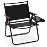 Scaun pliabil pentru camping si pescuit, cu suport pahar, 120 kg, negru