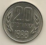 BULGARIA 20 STOTINKI STOTINCI 1988 [01] XF++ , livrare in cartonas