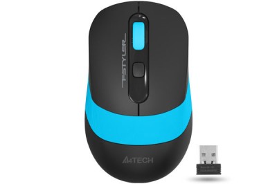 MOUSE A4tech, gaming, wireless, 2.4GHz, optic, 2000 dpi, butoane/scroll 4/1, buton selectare viteza, negru / albastru, &amp;quot;FG10 Blue&amp;quot; (timbru verde 0.18 foto