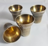 De colectie! Superb set vechi 5 pahare mici argintate interior placate aur 24k