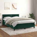 vidaXL Pat box spring cu saltea, verde &icirc;nchis, 140x200 cm, catifea 3141248