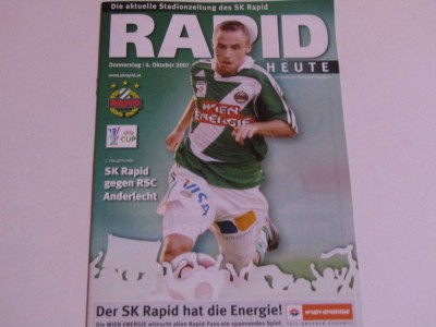 Program meci fotbal RAPID VIENA-ANDERLECHT (UEFA CUP 04.10.2007) foto