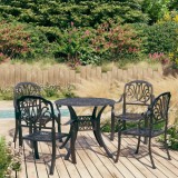 Set mobilier bistro, 5 piese, negru, aluminiu turnat