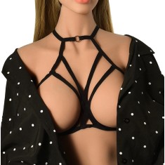 Top Harness Lily Elastic si Reglabil, Aspect Mat, Negru, XS-L, Guilty Toys