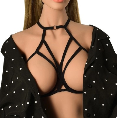Top Harness Lily Elastic si Reglabil, Aspect Mat, Negru, XS-L, Guilty Toys foto