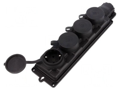 Conector alimentare AC IP44 16A Negru 250V foto