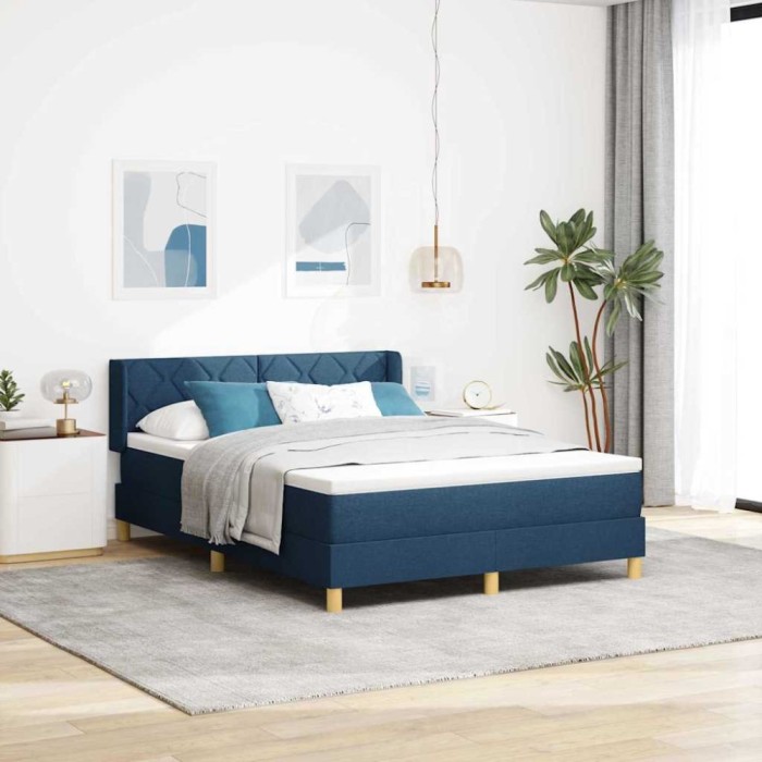 vidaXL Pat cu Saltea cu Arcuri albastru 160 x 200 cm țesătură 3341369