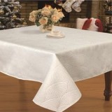 Fata de masă de Crăciun ecru cu dungi valoroase din fir auriu 120x120cm, CMCLASS
