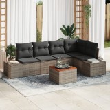 vidaXL Set Canapea Grădină 6 pcs Gri Poliratan, Sticlă, Poliester