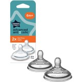 Tommee Tippee Advanced Anti-Colic tetină pentru biberon Fast Flow 6m+ 2 buc