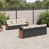 Cumpara ieftin Gossi set mobilier de gradina cu perne, 9 piese, negru, poliratan