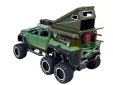 Macheta Mercedes Pickup 6x6 1/24 replica metal cu sunet, lumini, suspensii si accesorii off-road - verde
