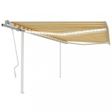 VidaXL Copertină retractabilă manual, cu LED galben și alb, 4,5x3,5 m