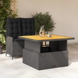 vidaXL Set mobilier de grădină cu perne, 2 piese, negru, poliratan