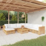 Cumpara ieftin Set mobilier grădină cu perne, 9 piese, lemn masiv de tec