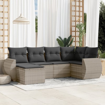 Gossi set canapele de gradina cu perne, 6 piese gri deschis poliratan foto