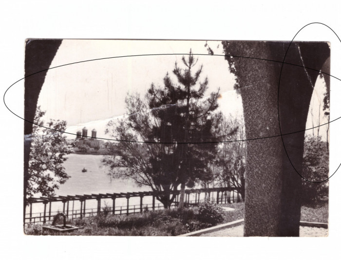 CP Snagov - Vedere spre manastire, RPR, circulata 1962, cu doua pliuri