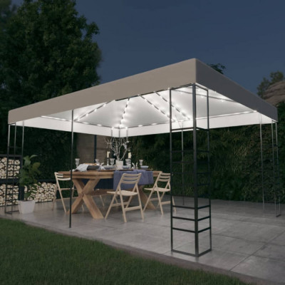 vidaXL Pavilion cu șir de lumini LED, alb, 4x3x2,7 m foto