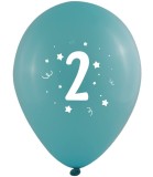 Baloane Latex 10 Buc. 30 Cm Imprimare Cifra 2 Globos Festival Petrecere Aniversare