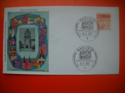 HOPCT PLIC S FDC NR 703 EDIFICII ISTORICE -BERLIN DE VEST 1967 GERMANIA -NECIRCULAT foto