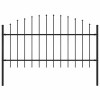 Gard de grădină cu v&acirc;rf ascuțit, negru, 1,7 m, oțel