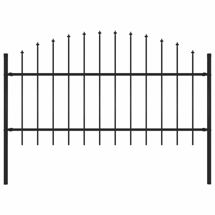 Gard de grădină cu v&acirc;rf ascuțit, negru, 1,7 m, oțel