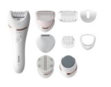 Epilator umed si uscat Philips Seria 9000 BRE740/90, 12 accesorii, 32 pensete, utilizare fara fir, 2 setari de viteza, opti-light, discuri ceramice,