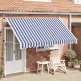 vidaXL Copertină retractabilă manual, dungi albastru și alb, 350 cm 43223