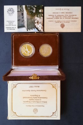 Set comemorativ - 500 si 1000 Lire San Marino 1987 - Fondo Specchio - G 4028 foto