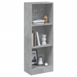 Gossi biblioteca cu 3 rafturi, gri beton, 40x24x109 cm, lemn compozit