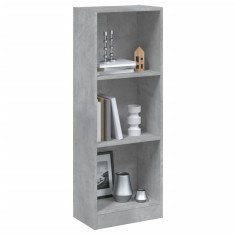 Gossi biblioteca cu 3 rafturi, gri beton, 40x24x109 cm, lemn compozit