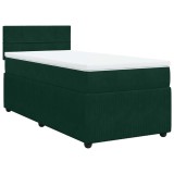 Cumpara ieftin Pat continental cu saltea, verde inchis, 80x200 cm, catifea