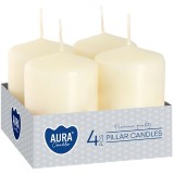 Set 4 Lumanari Decorative Cilindrice AURA MagicHome Ivoir 40x60 mm