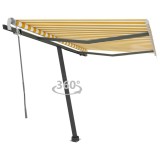 Cumpara ieftin Copertină autonomă retractabilă manual, galben&amp;alb, 350x250 cm
