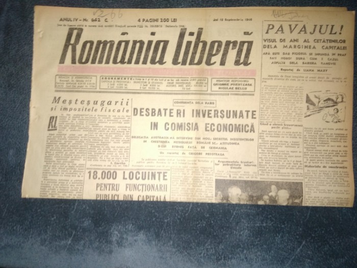 ZIAR ROMANIA LIBERA 12 SEPTEMBRIE 1946