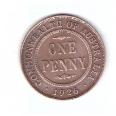 Moneda Australia 1 penny 1926, stare foarte buna, curata