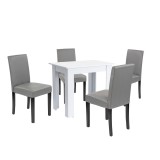 Cumpara ieftin Set de masă Leon 4+1 alb-gri