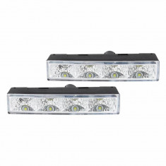 Set 2 proiectoare zi DRL 125x24mm 12/24V, 4 LED-uri, DRL540PRO Amio Cod: 01528 foto