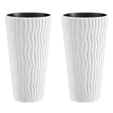 Set 2 ghivece de flori, Sandy Slim, rotunde, inalte, 29.7x53.1 cm, alb, Prosperplast GartenVIP DiyLine