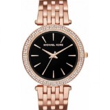 Ceas Dama Michael Kors Darci MK3402 Otel Auriu-Roz, Cadran Negru, Cristale, Quartz, 39mm