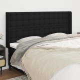 VidaXL Tăblie de pat cu aripioare, negru, 183x16x118/128 cm, textil 3120030