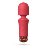 Vibrator Crushious Wanda Mini Wand, 10 Moduri Vibratii, Silicon, USB, Rosu, 12.5 cm