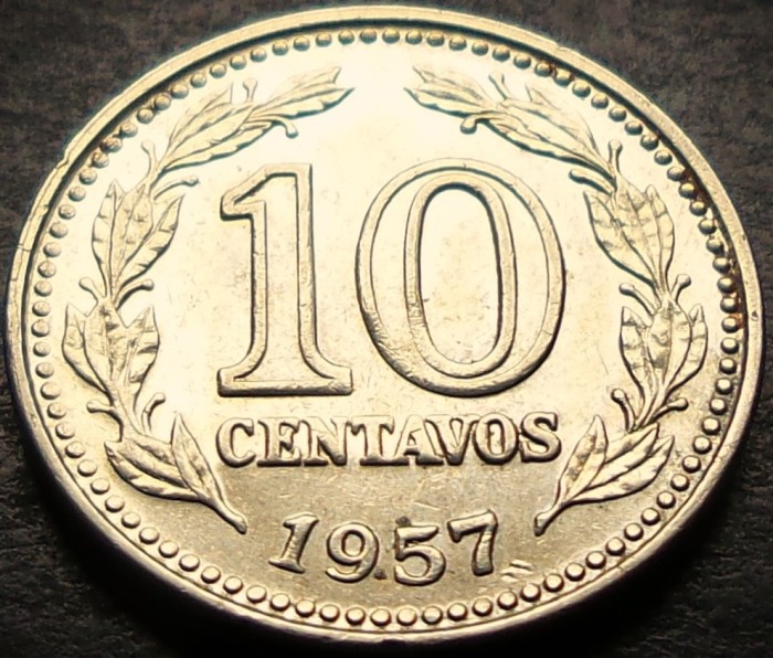 Moneda exotica 10 CENTAVOS - ARGENTINA, anul 1957 * cod 3386